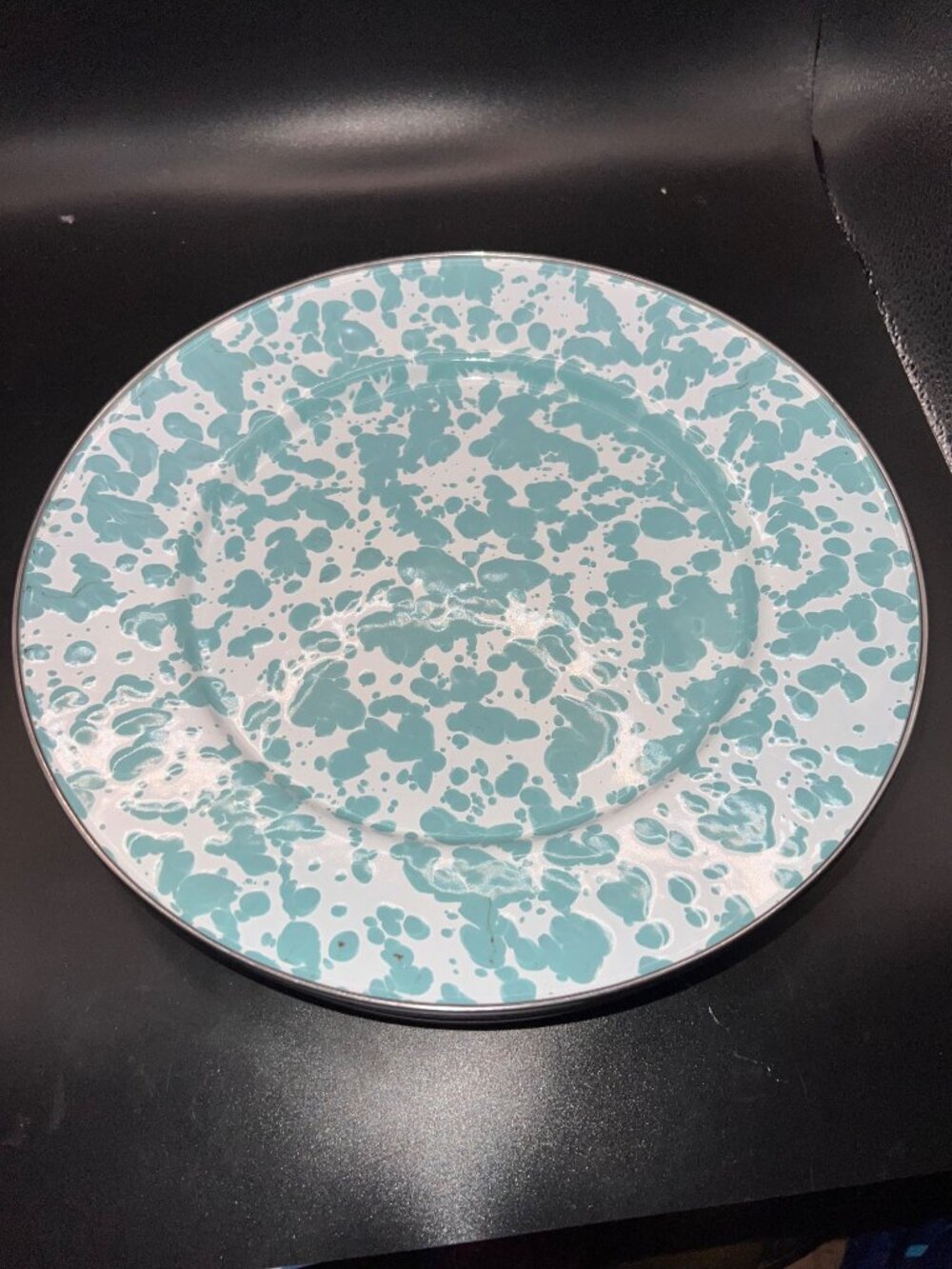 Golden Rabbit Sea Glass Swirl plates and gray platter Enamelware Set Outdoor - Picture 8 of 12